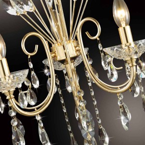 ODEON LIGHT VERSIA. Обзор на торшер золотого цвета с хрустальными подвесами