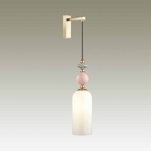 ODEON LIGHT CANDY. Обзор на настенный светильник с белым стеклянным плафоном и декором зеленого и розового цвета