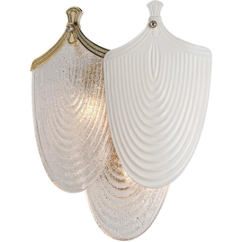 Бра ODEON LIGHT PORCELA HALL ODL24 517 G9 3*40W металл фарфор стекло, золото белый прозрачный