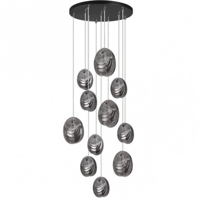 Люстра каскадная ODEON LIGHT MUSSELS MODERN ODL24 295 G9 11*40W металл стекло, черный дымчатый 5038/11