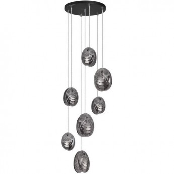 Люстра каскадная ODEON LIGHT MUSSELS MODERN ODL24 295 G9 7*40W металл стекло, черный дымчатый