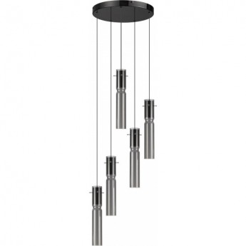 Люстра каскадная ODEON LIGHT PENDANT SCROW ODL24 325 LED 5*5W 3000K черный/дымчатый/металл/стекло