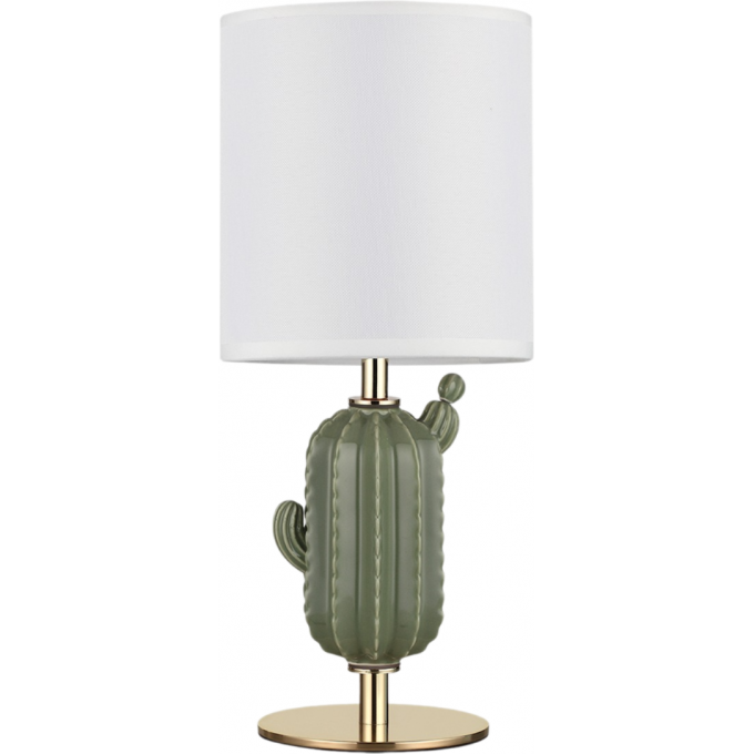 Настольная лампа ODEON LIGHT CACTUS MODERN ODL_EX25 E27 1*40W золотой/зеленый/белый/металл/керамика/ткань 5425/1TA