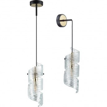 Подвес/бра ODEON LIGHT FUSILLI MODERN ODL25 E14 1*40W черный/золото/металл/стекло