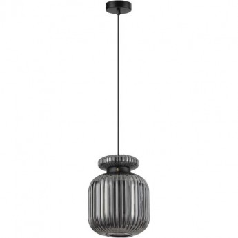 Подвес ODEON LIGHT JUGI PENDANT ODL24 309 E27 1*60W металл стекло эко кожа, черный дымчатый