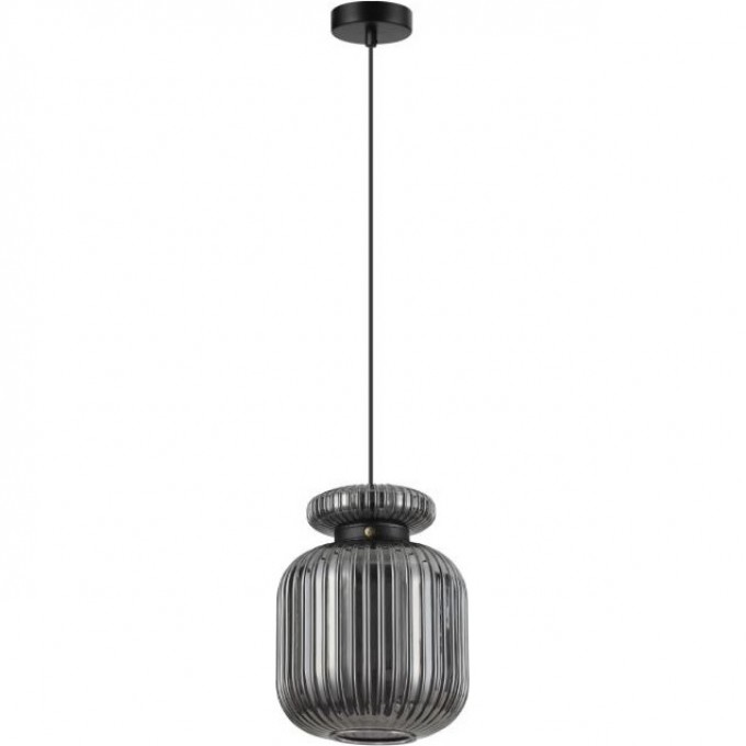 Подвес ODEON LIGHT JUGI PENDANT ODL24 309 E27 1*60W металл стекло эко кожа, черный дымчатый 5042/1B